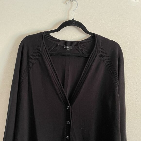 Talbots Petite Women LP Black Knit V-Neck Button Up Raglan Girlfriend Cardigan - Picture 5 of 11